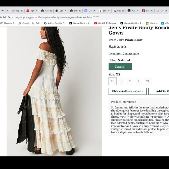 Free People Jen's Pirate Booty Rosalea Gown Size M - Picture 1 of 8
